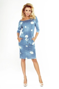 Rochie sportivă - JEANS cu buline albe - Img 3