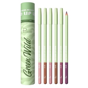 Set 6 Creioane pentru Conturul Buzei Green Wild, Rezistente la Apă, Pigmentare Intensă, Finisaj Mat Catifelat, Rezistente la Transfer, De Lungă Durată