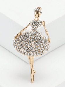 Brosa Balerina cu strasuri, 5.5 x 2.6 cm - Img 2