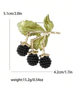 Brosa cu pandantiv Mure, accesoriu pentru tinute si rochii, culoarea negru si auriu - Img 5