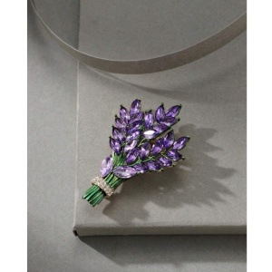 Brosa model Buchet de lavanda cu strasuri, 5.7 x 4 cm, culoarea mov - Img 3