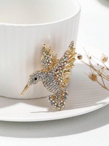Brosa vintage Pasare Colibri, auriu, design elegant