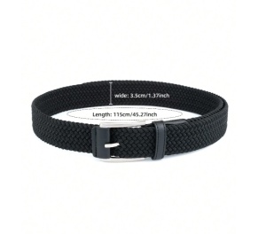 Curea elastica unisex The Casius, 105cm, negru, material textil elastic, latime 3,5cm - Img 2