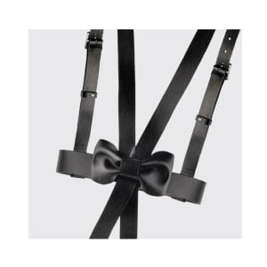 Curea ham vestimentar cu catarama patrata, funda accesoriu la spate (latime 3 cm, lungime 118 cm, lungime curea 108 cm), culoarea negru - Img 4