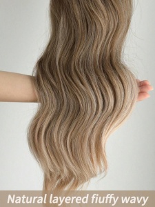Extensie tip coada de par ondulat, lungime 65 cm, culoarea ombre blond inchis - Img 6