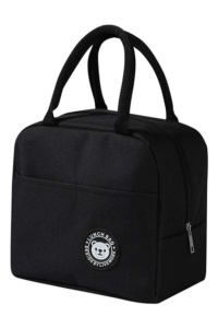 Geanta de pranz portabila din poliester pentru scoala, birou, calatorie, model Urs, 21 x 23 x 13 cm, culoarea negru, theCasius.® - Img 2