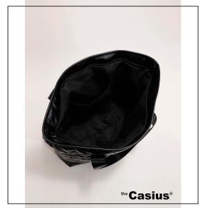 Geanta tote minimalista pentru dama, design matlasat, lungime 47 cm, negru - Img 6