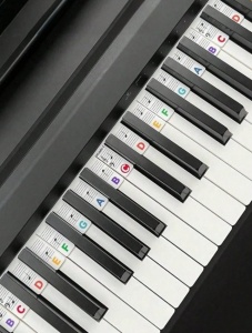 Ghid note pian din silicon, The Casius, set etichete tastatură 88 note colorate, ușor de montat, reutilizabil