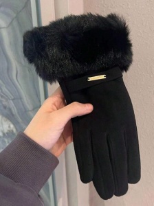 Manusi de dama, functie pentru ecran tactil, material moale, marime universala, culoarea negru - Img 6