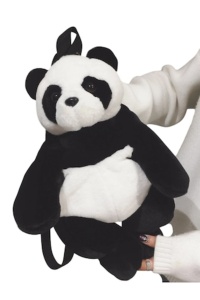 Rucsac in forma de urs panda, material plusat, 38 x 13 x 24 cm, culoarea negru si alb