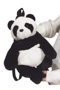 Rucsac in forma de urs panda, material plusat, 38 x 13 x 24 cm, culoarea negru si alb - Img 2