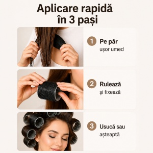 Set Bigudiuri Par Autoadezive cu Cleme, 12 Bucati, Pentru Volum si Bucle Naturale, Fara Caldura, Reutilizabile, Styling Rapid Acasa, Negru - Img 5