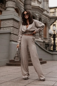 Set pulover MEGGI - Bej Închis Melanj