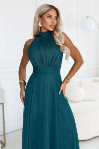 VERONICA Rochie lungă de lux cu accent sclipitor și croială șic - verde - Img 2