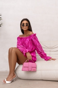 Bluză din dantelă spaniolă MIA - Fuchsia