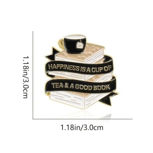 Brosa decorativa tip pin pentru geci si ghiozdane, model Happiness, 3 x 3 cm - Img 6