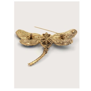 Brosa in forma de libelula, model Dragonfly, cu strasuri, culoarea verde smarald - Img 3