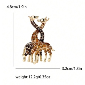 Brosa vintage, model Girafe cu strasuri, culoarea auriu - Img 6