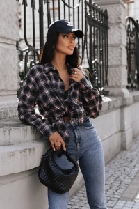 Cămașă de flanel BLINK - Negru + roz