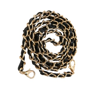 Curea pentru geanta dama tip lant cu interior de microfibra, accesoriu din metal, potrivire universala, culoarea negru si auriu - Img 6