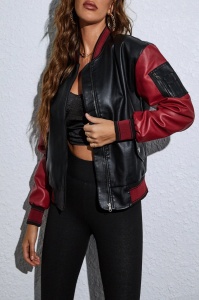 Geaca Dama Bomber din Piele Ecologica, Model cu Umar Cazut, Stil Casual Modern - Img 6