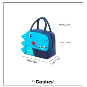 Geanta pentru pranz cu desene model dinozaur, culoarea albastru - Img 3