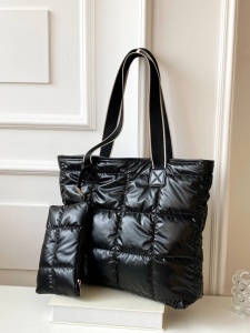 Geanta Shopper matlasata cu portofel, dimensiuni 38x10x36 cm, culoarea negru - Img 4