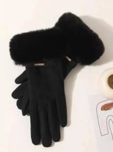 Manusi de dama, functie pentru ecran tactil, material moale, marime universala, culoarea negru - Img 3