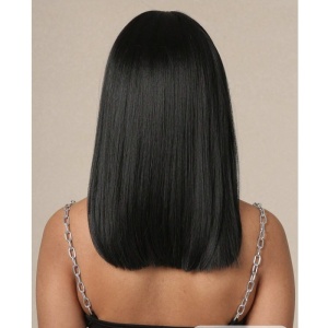 Peruca pentru femei, par drept de lungime medie, 45 cm, culoarea brunet - Img 4