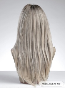 Peruca pentru femei, par lung tuns in scari, cu breton, culoarea blond cenusiu, lungime 45 cm, theCasius.® - Img 5