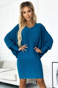 Rochie tip liliac cu decolteu - culoare marină cu sclipici
