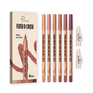 Set 6 Creioane de Buze Pudaier Rezistente la Apă – Culori Mate, Contur și Umplere Buze, Machiaj de Lungă Durată, set 01