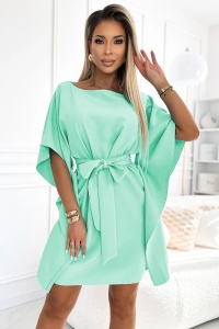 SOFIA Rochie de dama fluture cu cravata in talie - menta