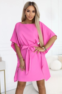 SOFIA Rochie fluture roz cu cordon la talie - fucsia deschis