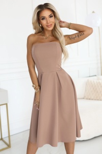 VIVIENNE Rochie midi evazată cu corset pentru ocazii speciale - bej - Img 3