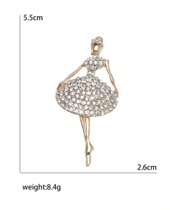 Brosa Balerina cu strasuri, 5.5 x 2.6 cm - Img 6