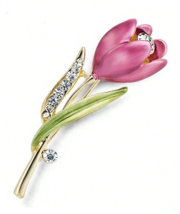 Brosa floare tip lalea roz, 5.3x2 cm, theCasius.®