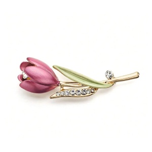 Brosa floare tip lalea roz, 5.3x2 cm, theCasius.® - Img 5