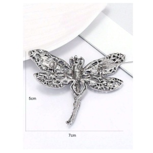 Brosa in forma de libelula, model Dragonfly, cu strasuri, culoarea albastru - Img 4