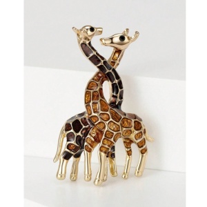 Brosa vintage, model Girafe cu strasuri, culoarea auriu - Img 3