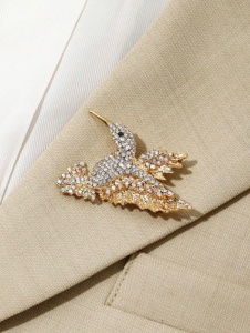 Brosa vintage Pasare Colibri, auriu, design elegant - Img 5