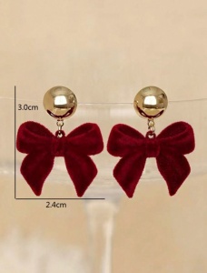 Cercei bulina cu Funda Rosie, 3 x 2.4 cm, culoarea rosie si auriu - Img 4