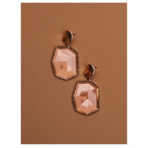 Cercei din sticla translucida in forma de picatura, model Cristal, culoarea rose - Img 4