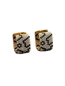 Cercei vintage cu pietre, model Tiger, 1.3 x 2 cm, culoarea auriu