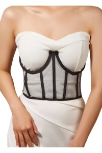 Corset centura sub bust fara cupe, 50 cm, marime universala, culoarea negru, The Casius.®