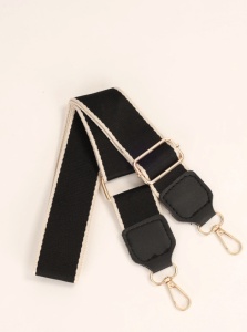Curea reglabila pentru geanta, material textil, lungime 120 cm, culoarea negru cu dunga bej - Img 3