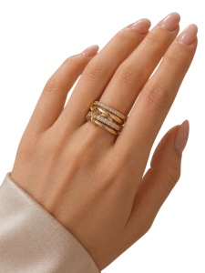 Inel dama reglabil multistrat cu zirconiu cubic colorat, design elegant, aliaj de cupru - Img 5