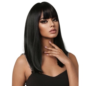 Peruca pentru femei, par drept de lungime medie, 45 cm, culoarea brunet