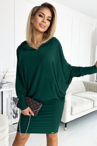Rochie tip liliac cu glugă - verde sticlă - Img 4