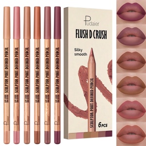 Set 6 Creioane de Buze Pudaier Rezistente la Apa – Culori Mate, Contur si Umplere Buze, Machiaj de Lunga Durata, set 03